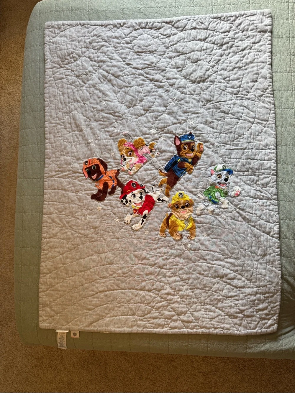 Pottery Barn Paw Patrol Embroidered Toddler Quilt